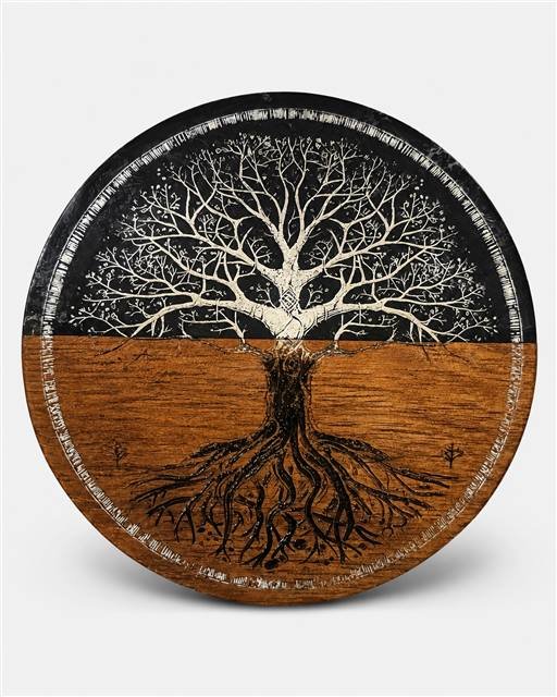 Árbol de la vida grabado en madera y piedra